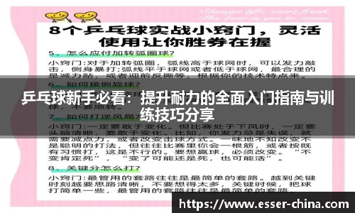 乒乓球新手必看：提升耐力的全面入门指南与训练技巧分享